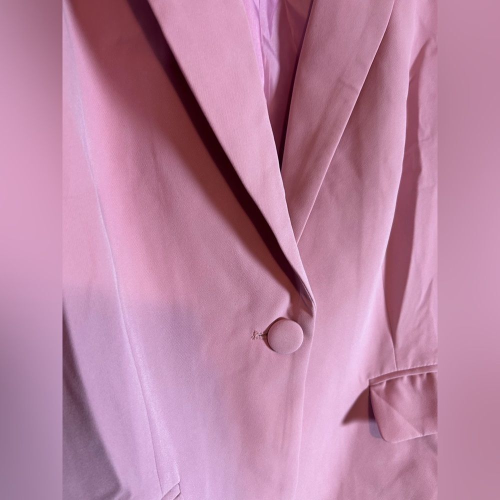 NWOT Womens pink Blazer Jacket Open Front one button with Pockets size XL - Picture 4 of 9
